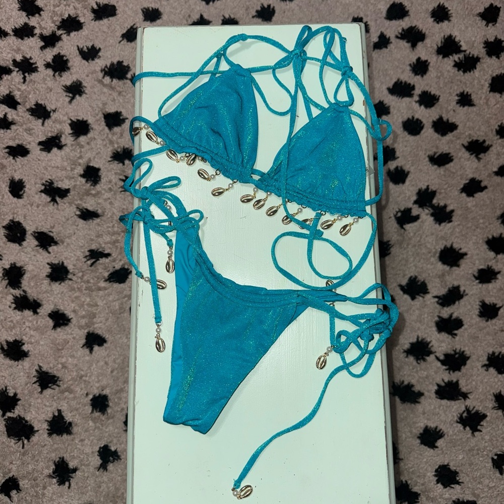 Beach Bunny Teal Bikini with Shell Accents